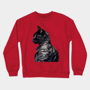 Leather Cat Crewneck Sweatshirt
